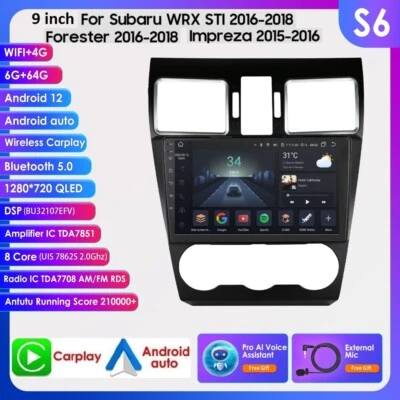 9" For Subaru WRX STI Forester Impreza 2016 6+64GB GPS Stereo CarPlay Radio WiFi - Image 1 of 4