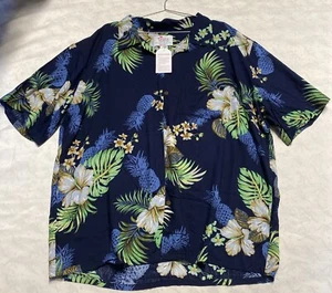 NWT Hawaii Hangover Floral Pineapple Luau Hawaiian Shirt Men's Size XXL Blue - Picture 1 of 8