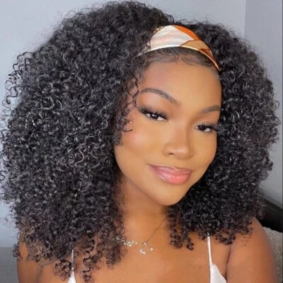 Headband Wig Human Hair Kinky Curly Headband Wig Human Hair None Lace Front 200% - Image 1 of 4
