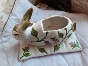 Splendid Italian Porcelain Rabbit Planter by Meiselman - Picture 1 of 10