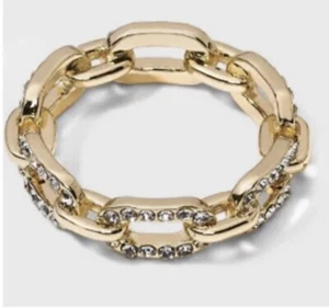 SUGARFIX by BaubleBar Gold Tone Link Chain Ring Size 8 Nickel Free - Picture 1 of 5