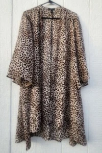 Torrid Sz 3 Kimono Duster Womens Sheer Cheetah Animal Print Cover Up - Picture 1 of 10