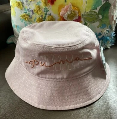 NWT WOMEN'S PUMA LIGHT PASTEL PINK EVERCAT FAWN BUCKET HAT OSFM MSRP $45.99 - Image 1 of 4