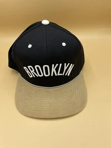 Brooklyn Nets Hat Mitchell & Ness Tan Black Fitted Cap Size 7-3/8 - Picture 1 of 4