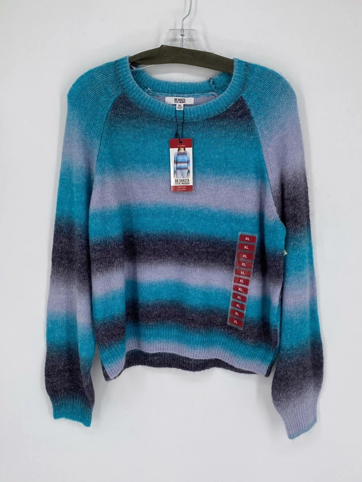 Suéter para mujer BB Dakota Steve Madden multicolor a rayas manga larga talla XL Foto 1 de 4
