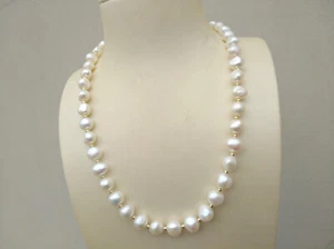 Collar de perlas barrocas blancas AAA naturales atemporales de 18 pulgadas de oro de 14 k P - Imagen 1 de 8