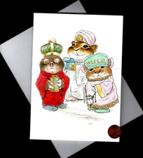 HTF VINTAGE Wisemen Presents Mice  - WALLACE TRIPP - Christmas Greeting Card