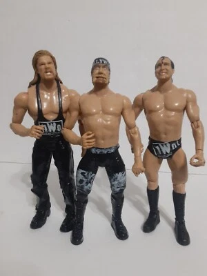 Lote de 3 figuras WWE Jakks R3 Tech Nuevo Orden Mundial Hollywood Hogan Scott Hall Kevin Nash WWF Foto 1 de 4