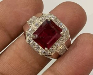 Heizbar Rot Rubin Edelstein Mit 925 Sterlingsilber Ring für Herren #1487 - Bild 1 von 7