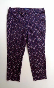 Pantalones elásticos de diseño floral azul oscuro para mujer 16 regulares 36Wx27L o - Imagen 1 de 8