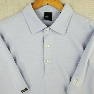 DUNNING GOLF Size Large Mens Polo Shirt Light Blue Textured Striped Breathable - Picture 1 of 12