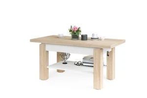 Mesa de centro Bresso con bandeja Mesa de centro 130x65 altura ajustable plegable 05 - Imagen 1 de 75