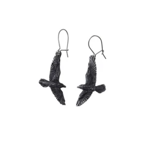 Alchemy Gothic Black Raven Earrings The Crow Occult Punk Alternative Witchy Emo - Picture 1 of 3