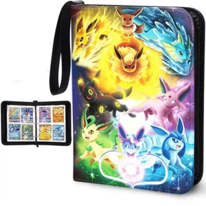 Estuche con soporte de carpeta para tarjetas coleccionables Pokémon Eevee evolution hoja de libro ajuste 400 - Imagen 1 de 3