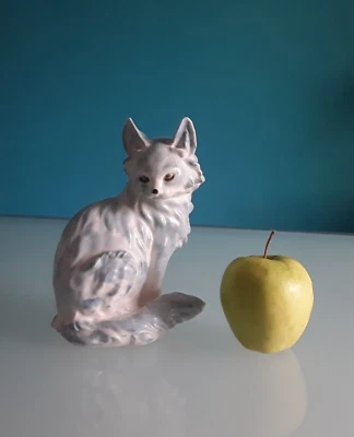 "CACCIAPUOTI" ceramica "Gatto", vintage, colore bianco e azzurro, altezza 18 cm. - Immagine 1 di 4