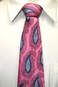 AsNu Ermenegildo Zegna Italien 61" x 3,5" rosa blau Paisley Seide Krawatte p3j8 - Bild 1 von 7