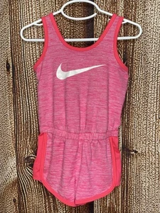 Nike Girl’s Pink Romper Tank Top Shorts Jumpsuit One Piece Pink Dri-Fit 4T - Picture 1 of 5