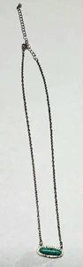 Art Deco Silberfarben Stab Anhänger Halskette Türkis Stein 21" Kette - Bild 1 von 15