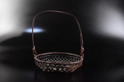 F822: Cuenco de postre japonés de madera de mimbre/ajiro Kashiki con mango/plato Foto 1 de 4