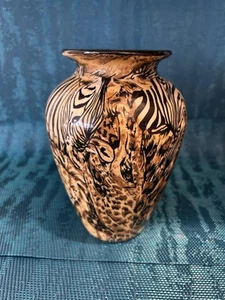 Safari Animal Print African Lion, Zebra & Giraffe Vase 6.5" tall - Picture 1 of 9