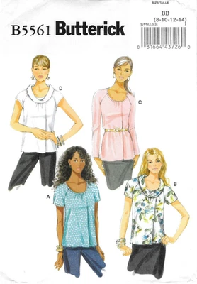 Butterick B5561 Sewing Pattern Misses' Loose Fitting Tops Size: BB (8-10-12-14) - Image 1 of 2