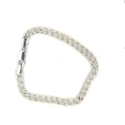 "Brazalete de eslabones de cadena italiano vintage Estate de plata esterlina 925 de 7,5"" para hombre y mujer" Foto 1 de 4