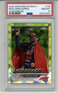 2022 TOPPS CHROME F1 SAPPHIRE EDITION CHARTREUSE #163 MAX VERSTAPPEN /199 PSA 10 - Picture 1 of 2
