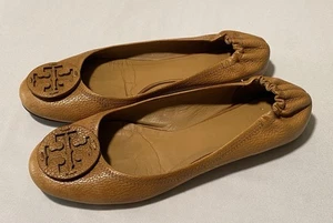 Zapatos planos de ballet Tory Burch Minnie de cuero tostado para mujer talla 11M - Imagen 1 de 20