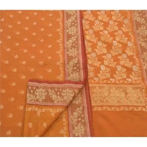 Sanskriti Vintage Sarees Art Silk Woven Craft 5 Yd Decor Fabric Premium Sari - Picture 1 of 7