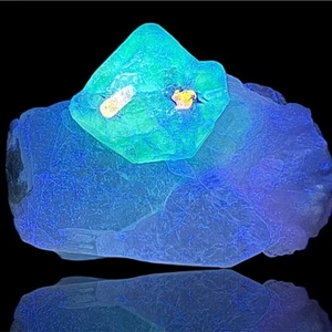 Cristaux de fluorite et d'apatite phosphorescents  sur quartz/48,2 grammes - Picture 1 of 11