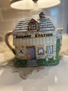 WESTERN HOUSE, The Village Teapot, Railway Station Tea Pot, Ceramic, Annie Rowe - Picture 1 of 2