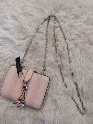 NWT Victoria's Secret Icon Stripe Convertible Chain Wallet - Image 1 of 4