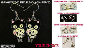 Bat Girl Earrings / Necklace Super Hero *OPTIONS* Hypoallergenic OR Clip On