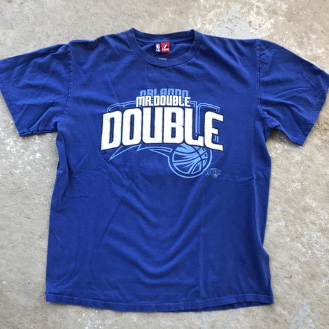 Dwight Howard Orlando Magic T Shirt Large Mr Double Double #12 Blue Double Sided Cover