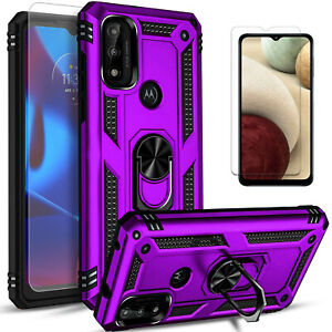 For Motorola Moto G Play 2023 Phone Case Shockproof Ring Cover+Tempered Glass