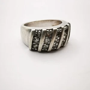 Vintage Mens Womens 925 Sterling Silver Cubic Zirconia Ring Jewelry 6,5 g - Picture 1 of 8