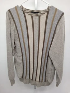 Montechiaro Sweater Mens Medium Gray Stripe Designer Retro Sweatshirt Made Italy - Picture 1 of 7