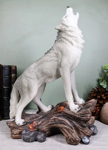 Large Cries Of The Night Howling Alpha Gray Wolf Statue 12"H Spirit Wolves Decor - Picture 1 of 9