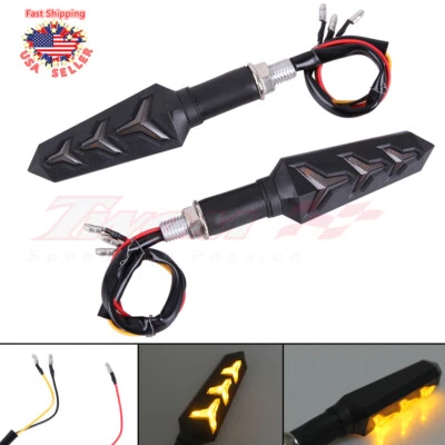 2Pcs Motorcycle 6 LED Turn Signal Indicators Lights Lamp Amber For Harley Bobber - Image 1 of 4