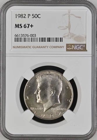 1982-P 50C Kennedy Half Dollar NGC MS67+ No “FG” Pop1   6613576-003 Cover