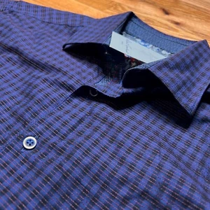 Robert Graham Textured Gingham Button Down Shirt NWT $198 Size S Deep Purple - Picture 1 of 14