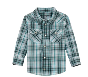 Wrangler Infant Blue Long Sleeve Pearl Snap Shirt 112344541 - Picture 1 of 10