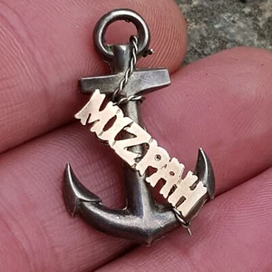 Sterling Silver Gold Finished Mizpah Anchor Brooch Antique B'ham circa 1914 - Picture 1 of 4
