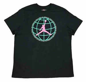 T-shirt basket Air Jordan uomo abbigliamento sportivo nera con logo rosa e verde - Foto 1 di 7
