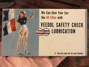 WWII Homefront Tydol Veedol Lube Ink Blotter Al Buell Pin Up Art Pin Up Girl - Picture 1 of 2