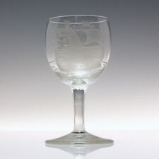 Victorian Ship Engraved Port or Sherry Glass c1900