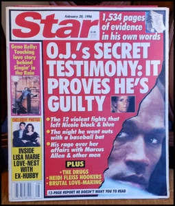 Star Tabloid Magazine February 20 1996 O.J. Secret Testimony Proves He's Guilty - Picture 1 of 2