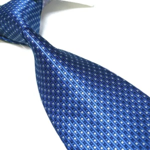 Men's Extra Long Tie Polyester Microfiber Woven Blue Plaid Design Necktie 63" - Picture 1 of 4