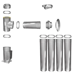 Edelstahlschornstein Schornstein Bausatz doppelwandig DW 130 Edelstahl Rauchfang - Bild 1 von 135