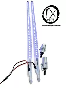 PAIR 2FT quick disconnect WHITE LED light whip SXS ATV UTV 4 wheeler RZR TERYX - Picture 1 of 4